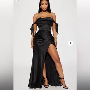 Lady Of The Night Satin Maxi Dress - Black